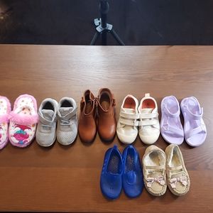 7 pairs of size 8 shoes toddler girls